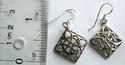 Fish hook sterling silver earring in carved-out Celtic knot work pattern design
