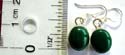 Sterling silver fish hook earring with oval shape malachite stone inlay 