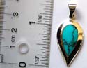Water-drop shape 925. sterling silver pendant with blue turquoise stone inlaid
