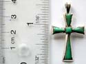 925. sterling silver cross pendant with genuine green turquoise stone embedded