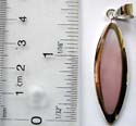 925. sterling silver pendant with olive shape pink mother of pearl seashell stone inlaid