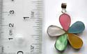 6 assorted color seashell stone forming flower pattern design 925. sterling silver pendant