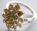 Multi mini yellow cz stone forming flower pattern decor 925. sterling silver ring 