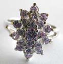 Multi mini light purple cz stone forming flower pattern decor 925. sterling silver ring 