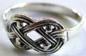 Carved-out Celtic knot work pattern decor sterling silver ring