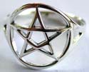 925. sterling silver ring with Carved-out Wiccan mystic symbol star in circle pattern decor at center