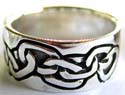 Carved-in Celtic knot chain pattern decor 925. sterling silver ring