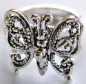 Carved-out butterfly pattern decor 925. sterling silver ring with movable wings