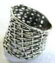 Carved-out web shape pattern design 925. sterling silver ring