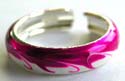 Pink and white enamel color sterling silver toe ring