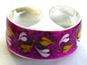 Mini white and yellow floral pattern decor toering made of sterling silver in enamel purple sand color 