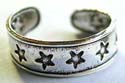 Multi carved-in star pattern decor toe ring made of 925. sterling silver 
