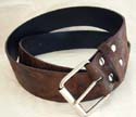 Brown imitation leather belt with pattern decor