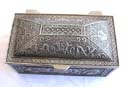 Floral pattern decor rectangular fashio pewter jewelry box with blue velvet liner to gently hold your precious jewelry