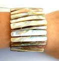 Fashion stretchy bracelet with multi genuine seashell strip inlaid