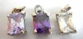 Fashion charm pendant with rectangular cz stone embedded at center, assorted color randomly pick 