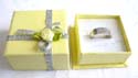 Yellow sqaure ring display box with silvery decorating string rose flower knot top decor 