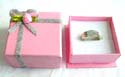 Pink sqaure ring display box with silvery decorating string rose flower knot top decor 