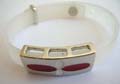 Fashion bracelet with enamel red and white flower motif rectangular pattern decor at center, assorted color randomly pick