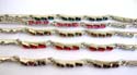 Fashion bracelet with multi mini angle strips band design and multi mini cz embedded triple strip decor at center, assorted color randomly pick 