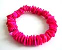 Fashion stretchy bracelet with multi dark pink seashell chips inlaid, one size fits all 