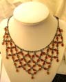 Fashion black chain necklace with multi brown diamond shape rhinestone forming pendant decor at center