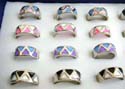 Fashion ring with multi enamel color triangle pattern decor at center, assorted color and size randomly pick