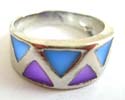 Fashion ring with multi enamel color triangle pattern decor at center, assorted color and size randomly pick