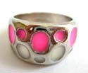 Fashion ring with multi enamel color oval shape pattern decor at center, assorted color and size randomly pick 