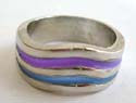 Fashion ring with multi enamel color double wave line pattern decor at center, assorted color and size randomly pick 