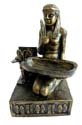 Iron praying Egypatian with dog on stand