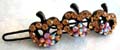 Fashion hair clip with flower decor, multi cz stone embedded 3 apple pattern design, assorted color randomly pick 