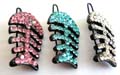Fashion hair clip with multi mini cz stone embedded fish bone pattern design, assorted color randomly pick 