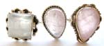 Sterling silver ring with assorted design rose quartz inlaid at center, assorted design randomly pick
