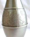 Silvery fashion vase stand with long narrow neck and floral pattern decor widen bottom design
