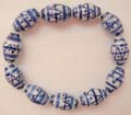 Fashion Ceramic bead bracelet with blue wave and dotted pattern design