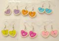 Fashion fish hook earring with foaming heart pattern desing in multi color, randomly pick