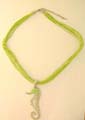Light green cz seahorse pendant with multi strings design in fashion necklace