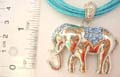 Fashion multi strings necklace with elephant shape pendant and blue cz embedded on the body