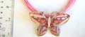 Fashion necklace with multi strings flat butterfly and ice pink cat eyes embedded design 