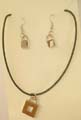 Fashion necklace and earring set with black string design and lock pattern decor 