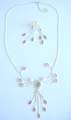 Fashion necklace and clip earring set, with assorted cat eyes and chain dangle design