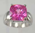 Princess cut pink cz ring made rhodium plated with brass base 