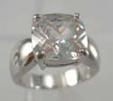 Rhodium plated brass base ring with clear cz stone lie in center design 