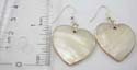 Fashion heart shell earring with genuine seashell in silver edge. Fish hook back