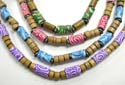 Fashion beaded necklace with lobster clasp in multi fimo wood beads paired with hemp bead tubes. Assorted design randomly pick