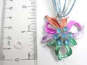 Fashion necklace with multi light blue / white strings holding cut-out enamel lily flower feature paired with 7 rounded light blue cz stone embedded in middle. Lobster claw clasp