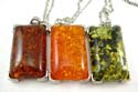 Imitation amber fashion necklace in rectangular shape design with lobster clasp. Assorted color randomly pick