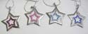 Double cut-out star fashion necklace with cz stone embedded inner star, with lobster claw clasp closure