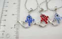 Fashion necklace holding fish pendant with multi mini cz stone embedded, lobster claw clasp. Assorted color randomly pick